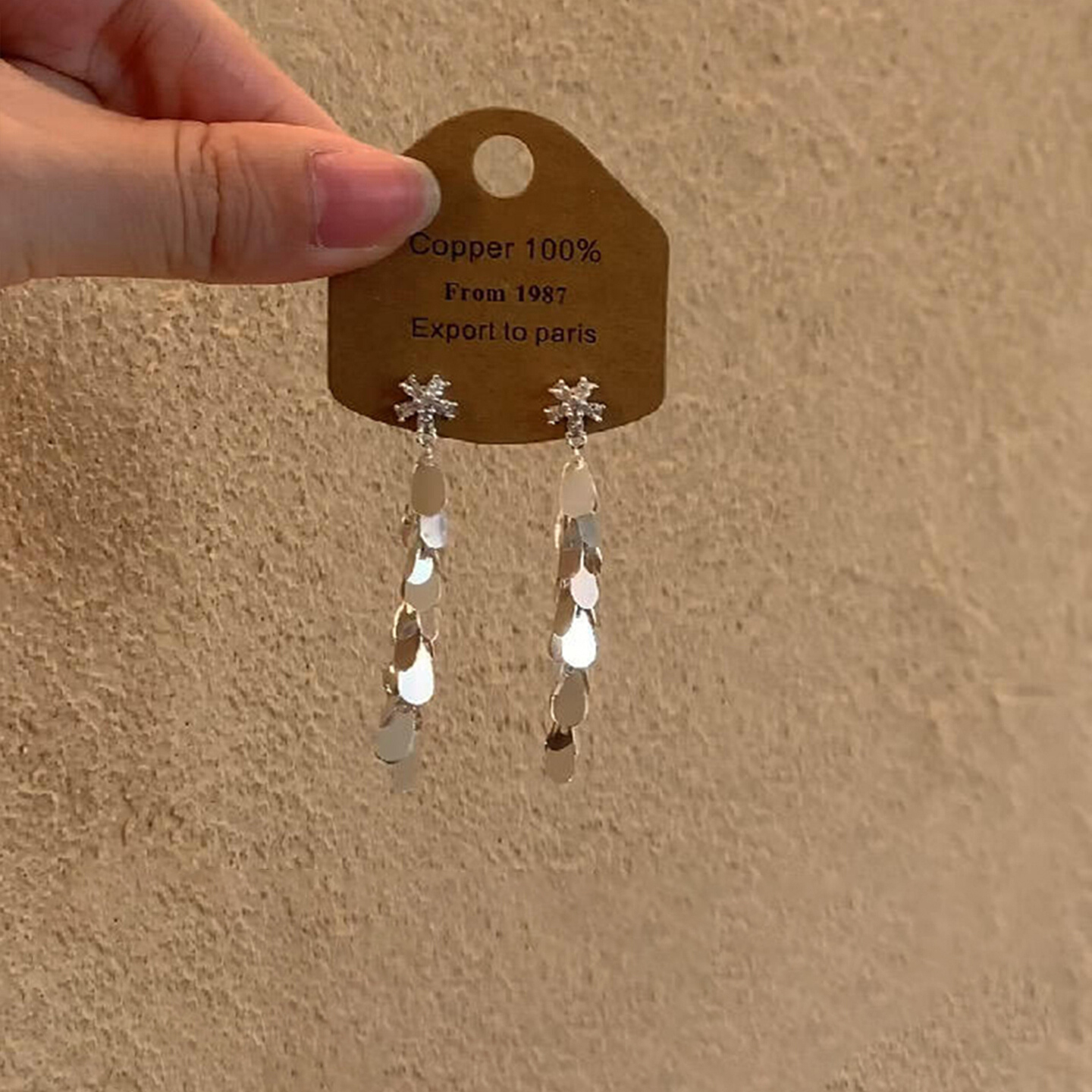 爆闪银色亮片流苏耳环女2025新款