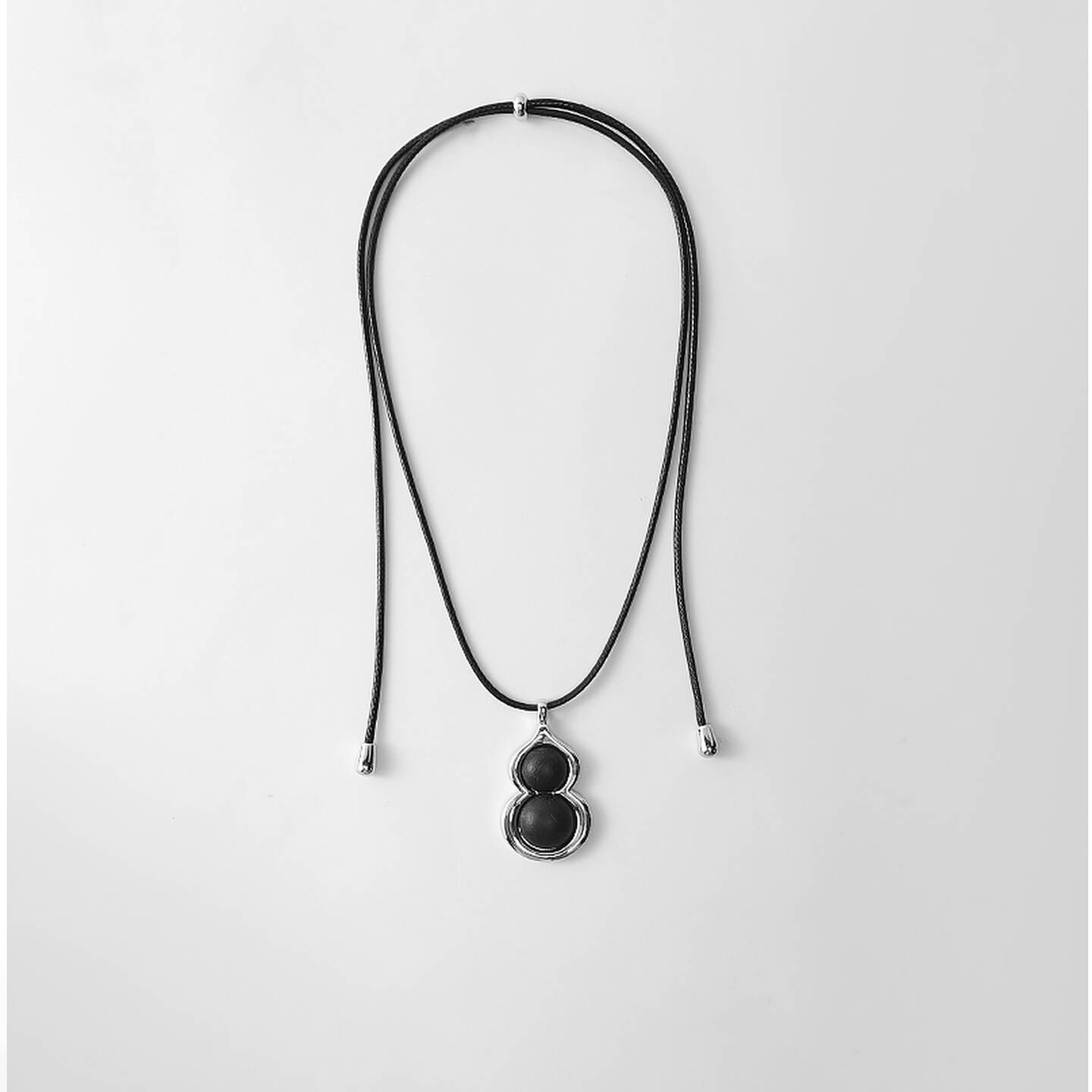 复古黑色皮绳葫芦吊坠项链女轻奢