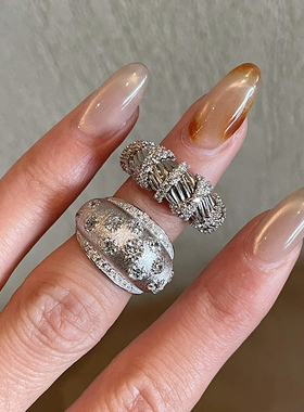 老钱风银色拉丝星芒戒指2026新款