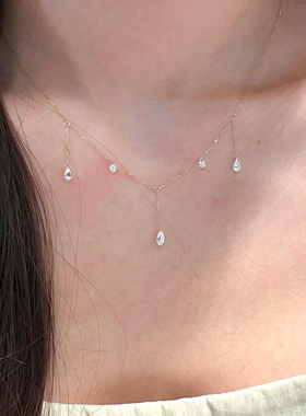 清冷感水滴锆石流苏项链女款2025