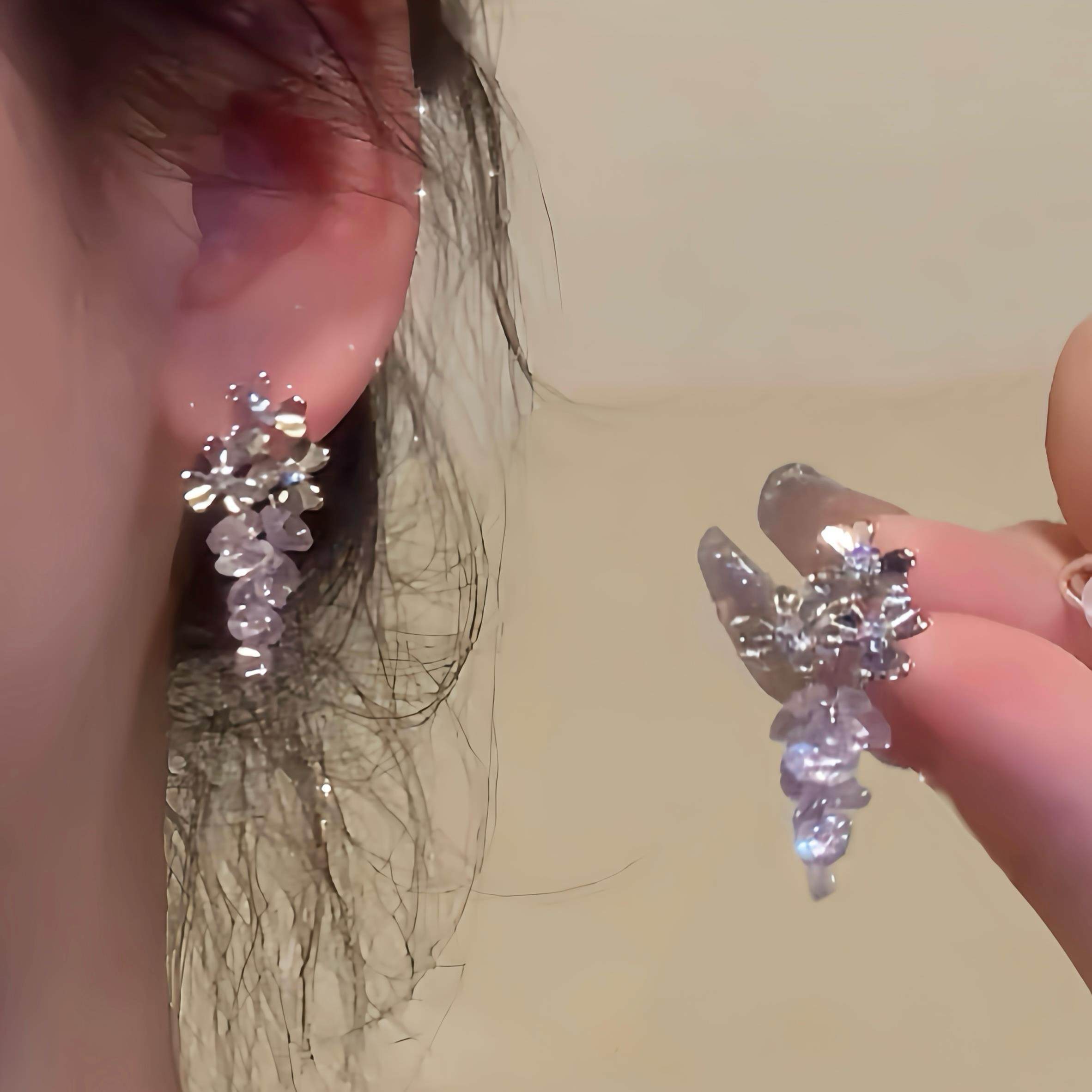 清冷感仿水晶葡萄耳环女轻奢高级感小众设计气质耳钉2025新款爆款,饰品/流行首饰/时尚饰品新,耳环,淘宝优惠券,粉丝福利购,淘宝优惠卷