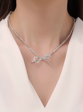 碎银子蝴蝶结项链轻奢小众高级感