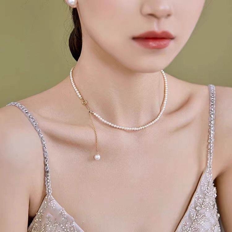 正圆强光仿珍珠项链女生时尚百搭