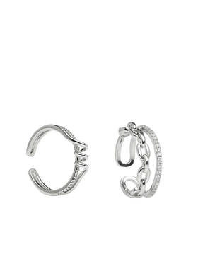 冷淡风银色几何圆环链条戒指女款