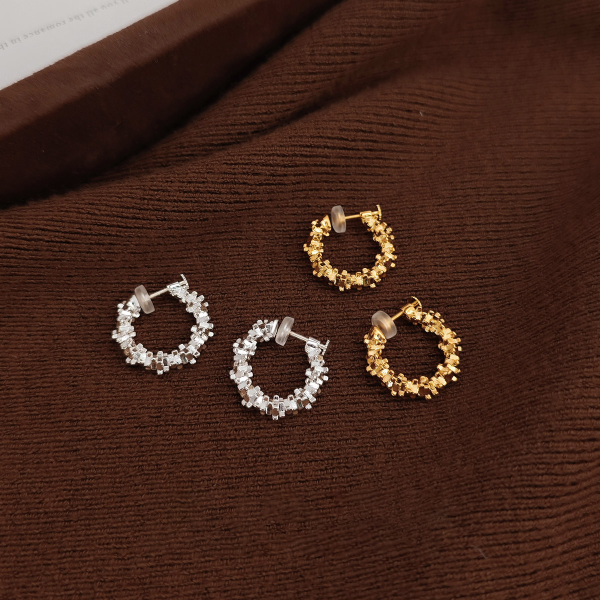 碎银子C型耳钉2025新款爆款高级