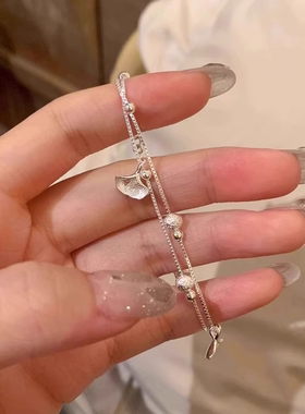双层叠戴银杏叶手链轻奢小众精致