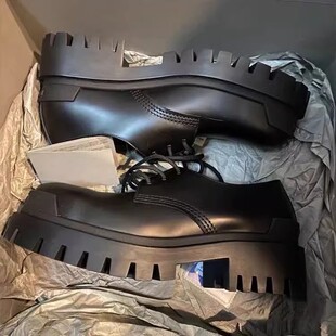 巴黎德比鞋男隐形增高鞋5cm厚底休闲皮鞋ins潮英伦发型师大头鞋子