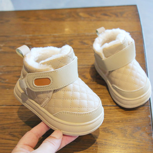 儿童雪地靴皮面防水加绒加厚2025冬季上新软底防滑保暖男女童棉鞋