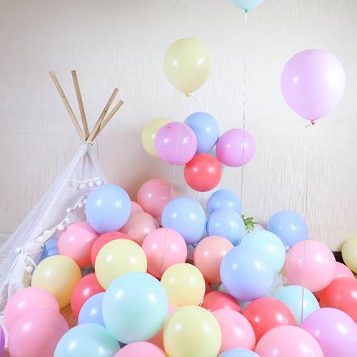 马卡龙气球无du儿童生日汽球批发装饰场景布置粉色多款彩色系加厚