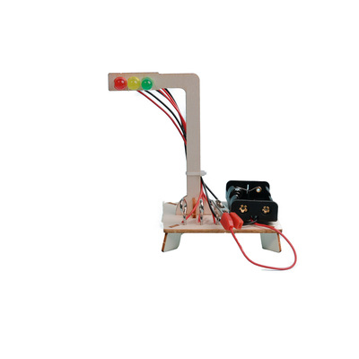 红绿灯科技小制作 木质diy幼儿园学生手工玩具材料科学实验玩具