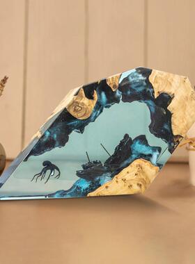 章鱼与沉船个性树脂摆件树脂海洋木灯家居装饰圣诞情侣创意礼物