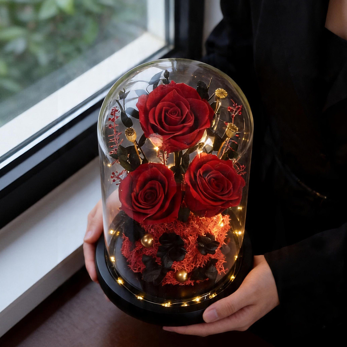 红玫瑰永生花礼盒送女友结婚礼物
