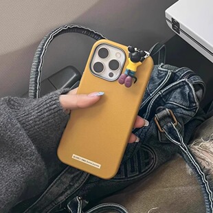 趴趴米奇适用苹果16promax手机壳新款高级感iPhone15pro max皮纹金属镜头框15plus女款网红13PM女款小众12por