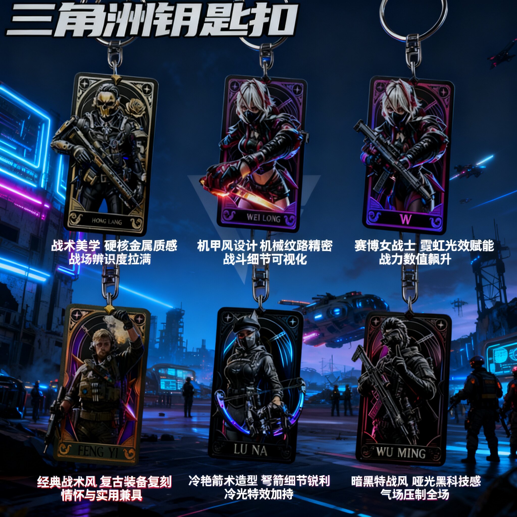 三角洲行动亚克力钥匙扣游戏角色红狼威龙露娜卡牌款书包挂件礼物