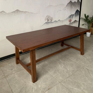 简约家用实木餐桌老榆木大板原木长桌长方形会议桌长方形工作台