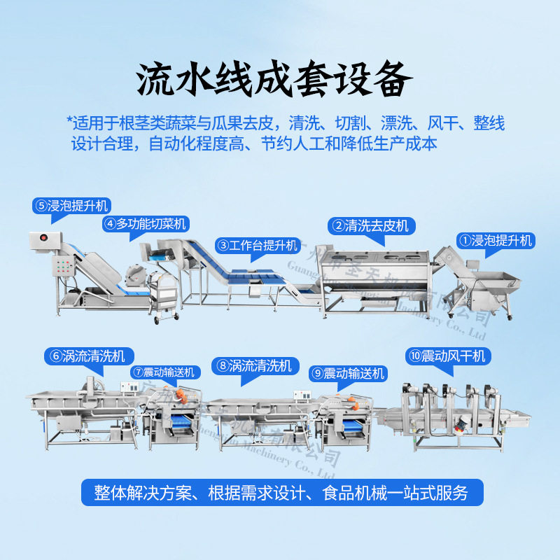 加工定制半成品预制菜设备 中央厨房净菜加工生产线 土豆生产线