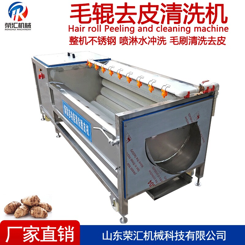 商用毛辊去皮清洗机 芋头毛刷清洗机 根茎类果蔬去泥去皮清洗设备