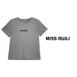 简约字母印花螺纹修身 MISS 夏季 T恤A7309 RUILI定制 短袖