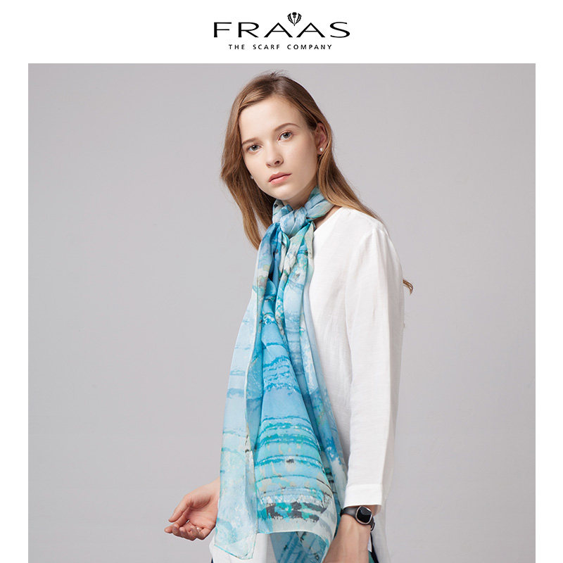 V.FRAAS维弗拉士桑蚕丝春夏女数码喷绘围巾丝巾披肩送礼盒装