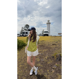 简约清爽风宽松显瘦百搭热裤 女2026新款 白色抽绳休闲短裤 炽火火