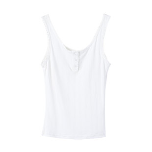 显瘦纯欲风上衣 基础款 炽火火白色纽扣背心吊带女新款 内搭外穿修身