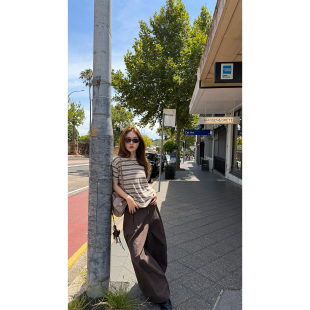 高腰垂感宽松显瘦通勤休闲长裤 炽火火 女春秋新款 裤 咖色阔腿西装