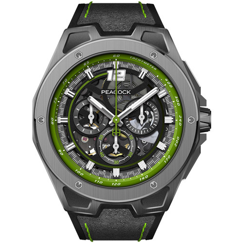 孔雀夜光运动男表计时运动