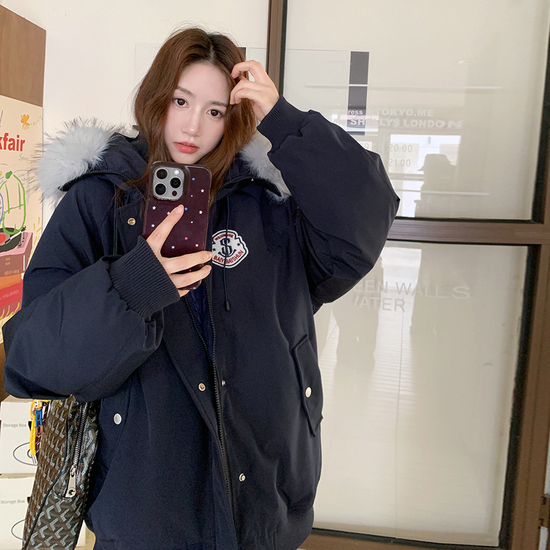 黄子弘凡同款NICEBAD原WORKSOUT连帽毛领派克羽绒棉服复古保暖