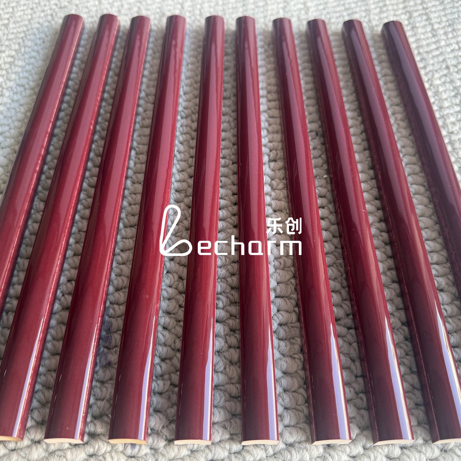 酒红色网红腰线卫生间半墙腰线瓷砖法式半圆装饰收边条亮光15x300