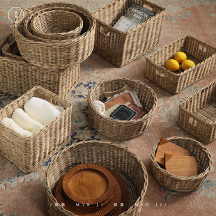 叕木皿集|藤编置物篮\印尼进口手工编织桌面杂物收纳筐蔬菜水果篮