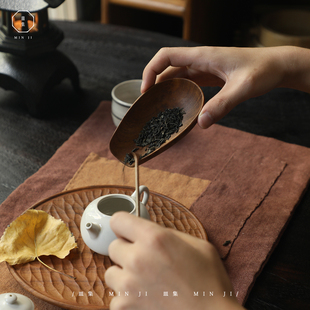 叕木皿集|茶具系列\中式禅意全柚木功夫茶道配件茶拨茶则组合套装