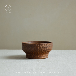 皿集|波浪纹碗\柚木纯手工木碗果盘手凿圆碗家用实木质水果干果盘