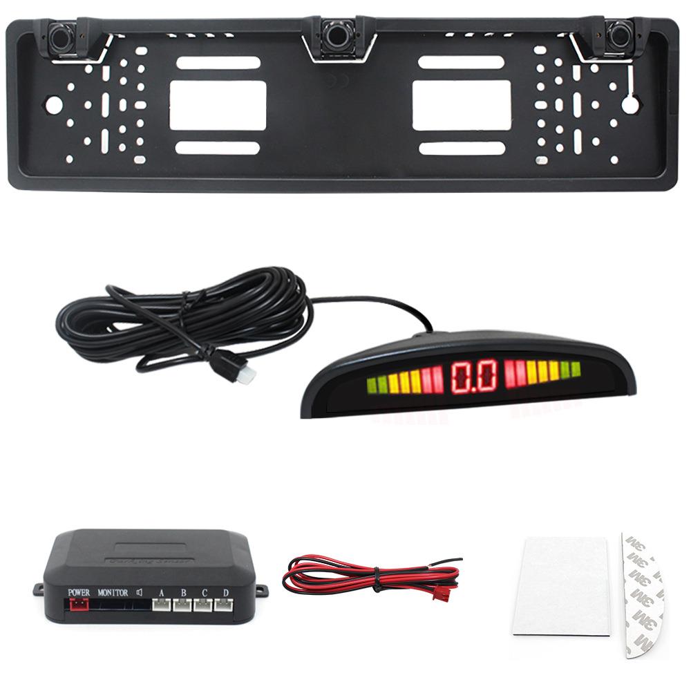 免打孔倒车雷达欧牌框数码倒车雷达 欧框月牙雷达欧框蜂鸣雷达