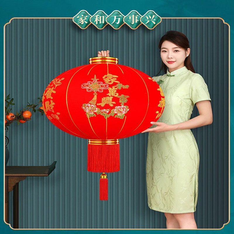 2025新款过年红植绒灯笼大红灯笼