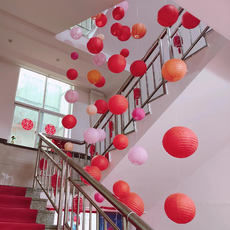 有爱喜事灯笼婚房楼梯装饰