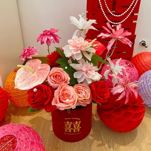 仿真花抱抱桶婚庆绢花