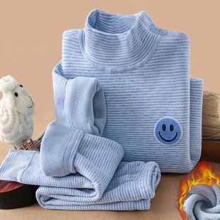 半高领儿童保暖内衣加绒加厚小孩套装德绒男童秋衣女宝宝打底衫