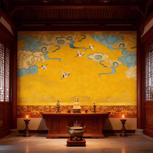 仙道墙纸佛堂寺庙供神台背景壁纸