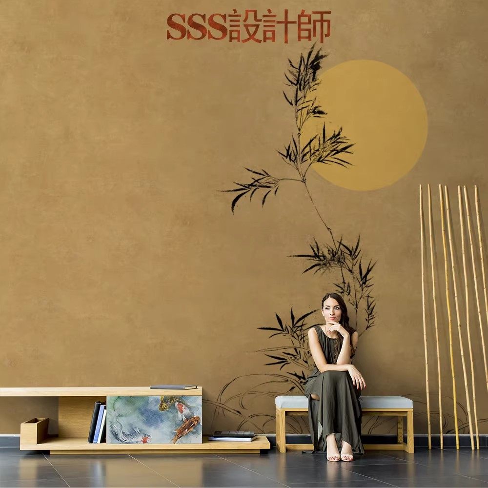 新中式手绘复古高级感艺术墙布立体竹子月亮壁纸背景墙纸定制壁画,家装主材,定制壁画,淘宝优惠券,粉丝福利购,淘宝优惠卷