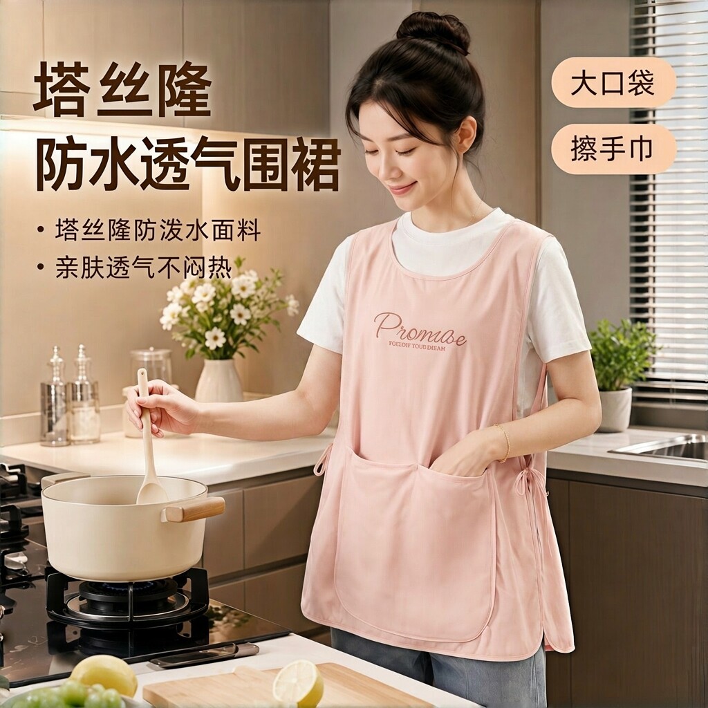 塔丝隆防水透气背心围裙女厨房家用2026防油无袖马甲高颜值夏薄款