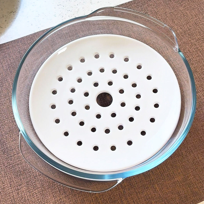 微波炉加热蒸笼陶瓷蒸盘食品级多孔圆形蒸鱼蒸馒头包子沥水饺子盘