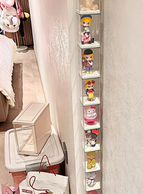 盲盒收纳展示架墙角手办公仔玩偶展示盒透明防尘墙柜陈列架装饰角