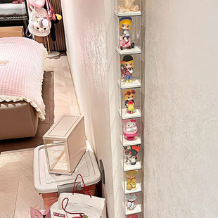 盲盒收纳展示架墙角手办公仔玩偶展示盒透明防尘墙柜陈列架装饰角