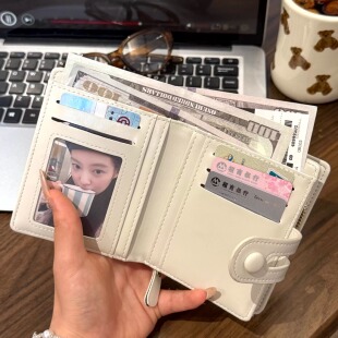 韩系油蜡短款皮钱包多卡位卡包零钱包一体设计感时尚休闲拉链皮夹