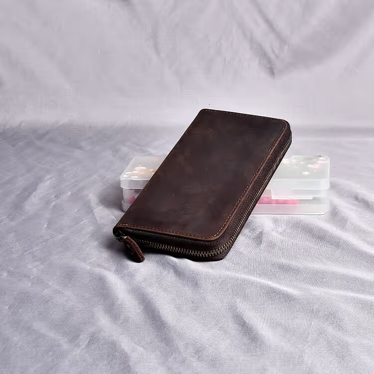 复古油蜡皮长款男士手包多功能头层牛皮多卡位皮钱包时尚休闲真皮