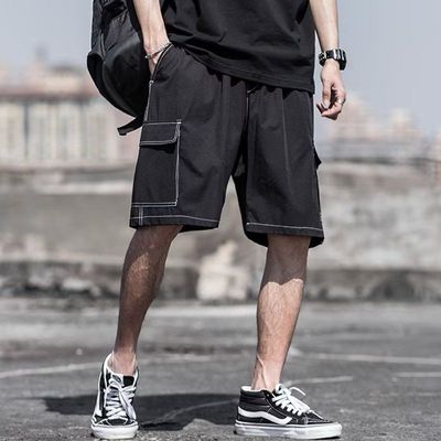 工装休闲短裤男冰丝速干宽松运动户外大码胖子外穿夏季五分裤子潮