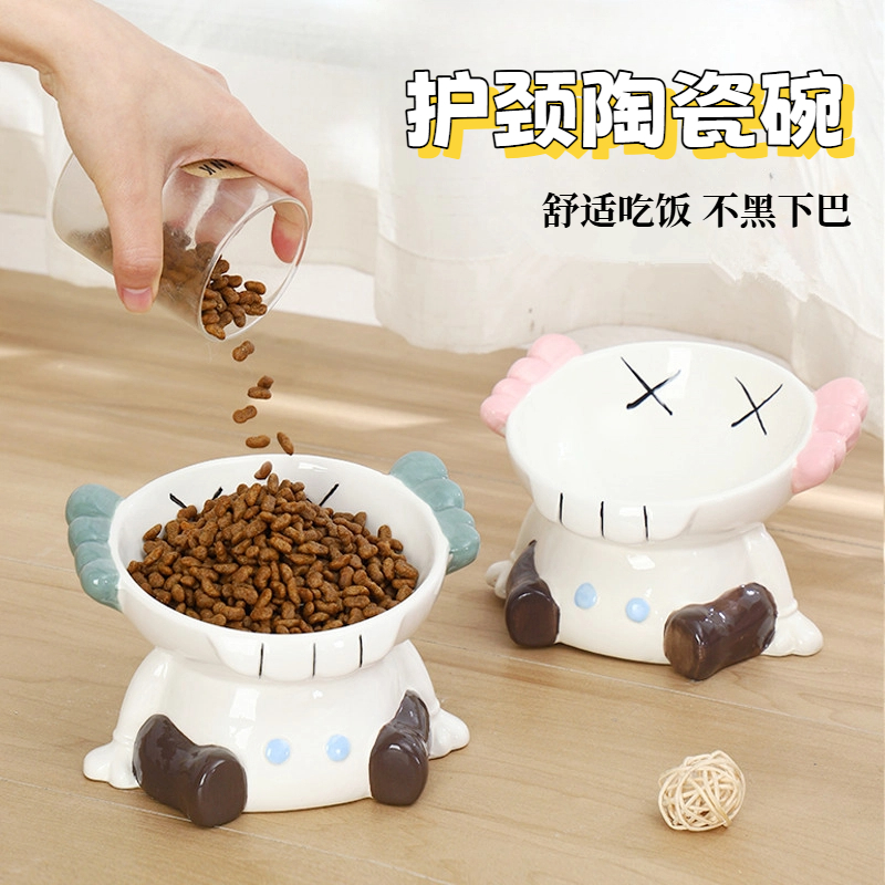 陶瓷貓碗高腳保護頸椎不易打翻