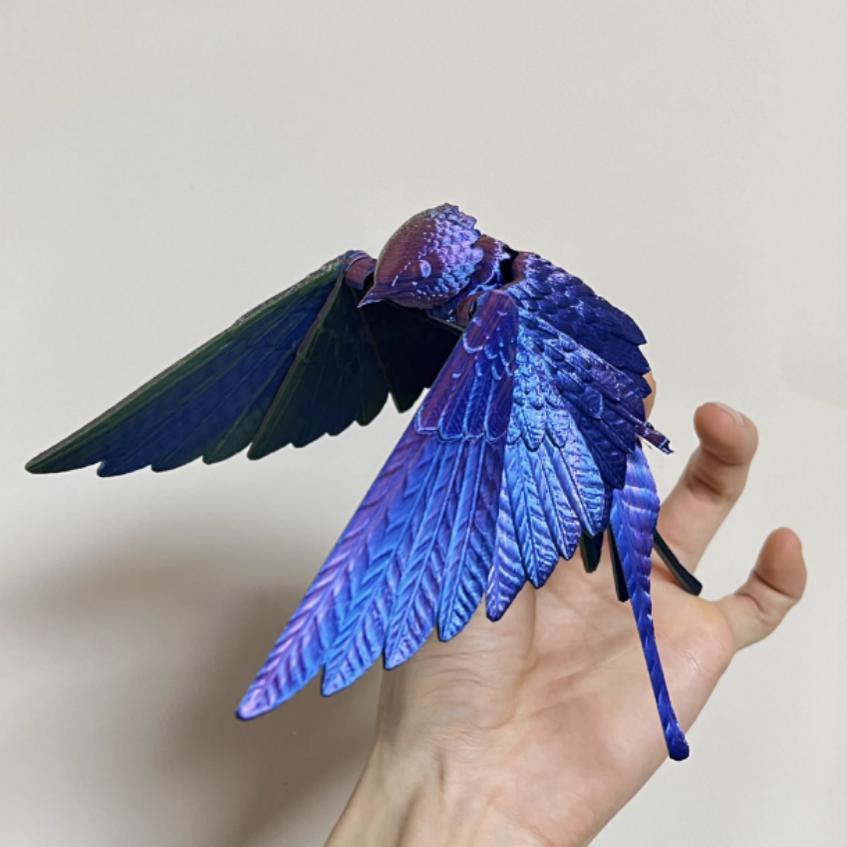 3D七彩小飞鸟打印燕子翅膀关节可动摆件手办摆装饰儿童玩具礼品