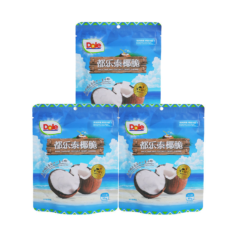 都乐dole 泰椰脆 泰国原料 水果冻干制品 零食 椰子脆片30g*3袋装