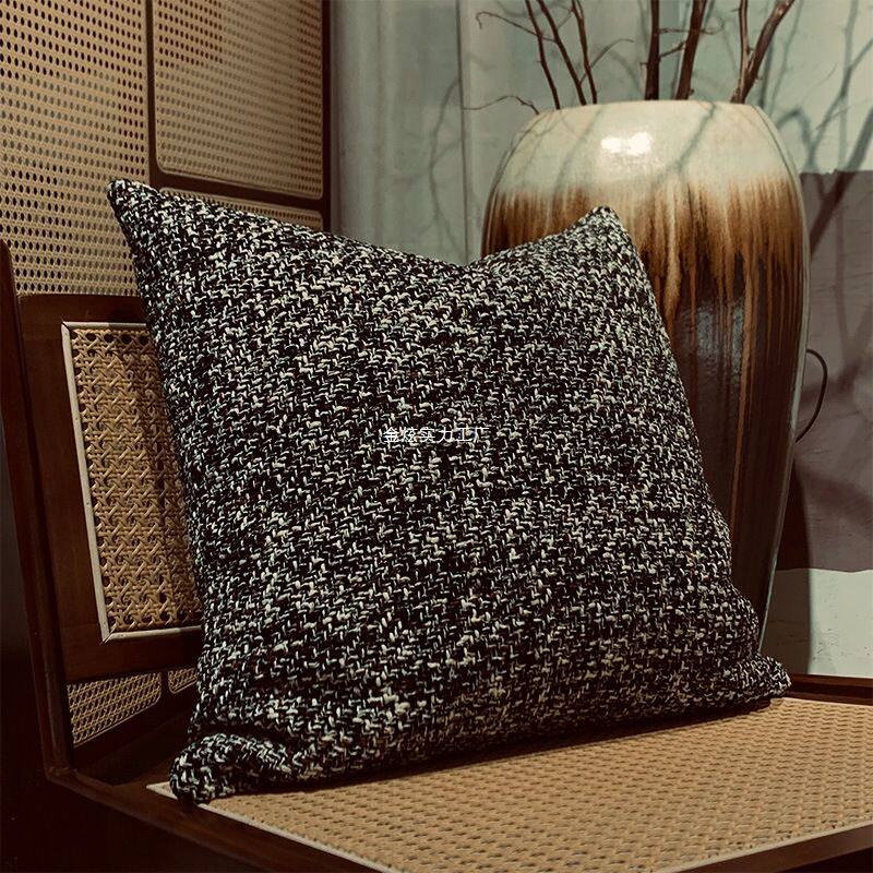 抱枕套民宿客厅沙发飘窗靠背垫高级寂风靠咖色棉麻黑色侘中古枕套